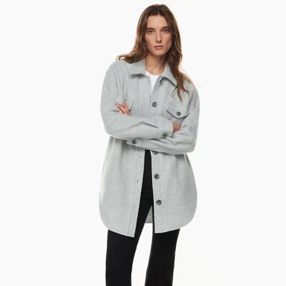 NWT Aritzia Wilfrid Free Ganna Shirt Jacket Tall Size XXS Heather Chrome - Picture 2 of 3